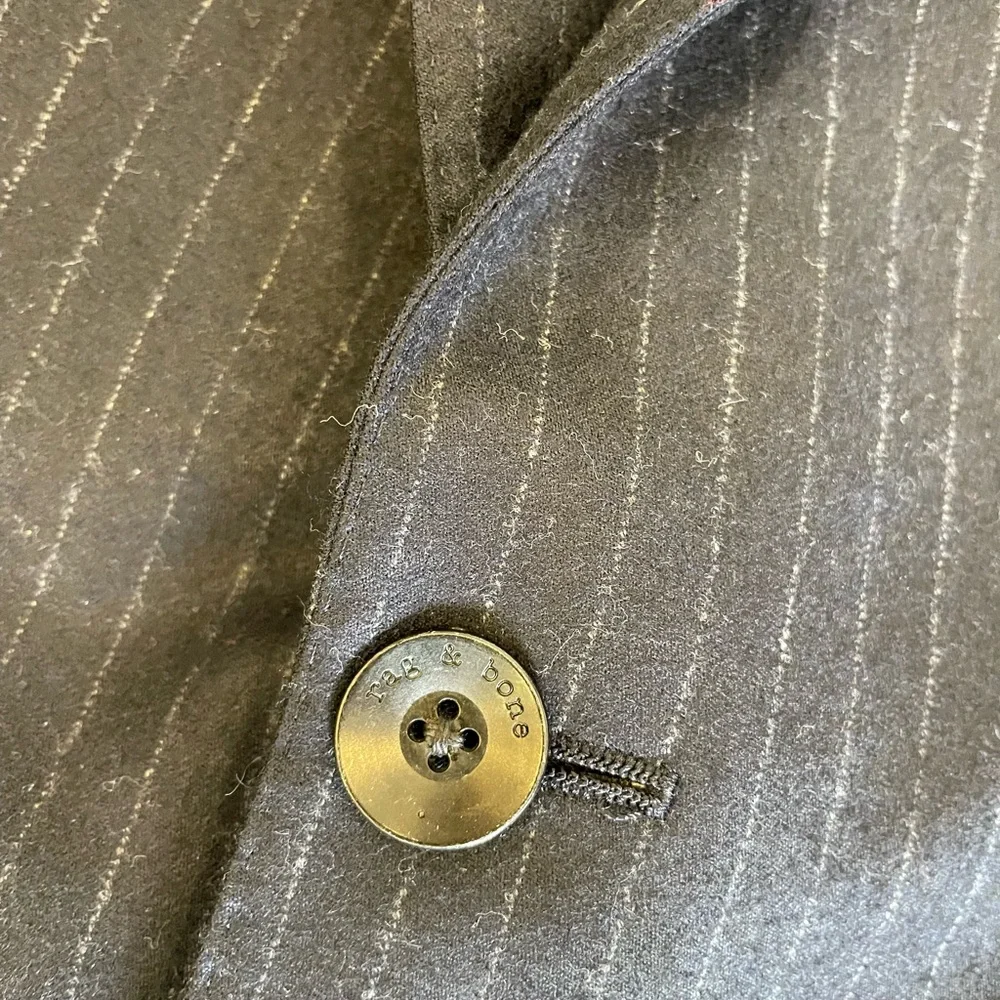 rag & bone The Icon Pinstripe Wool Suit Jacket in Charcoal‎ Size 38 $695